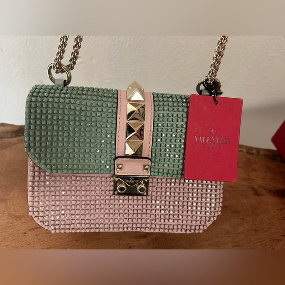 Valentino Crystal Glan Lock Flap crossbody bag - Picture 2 of 16